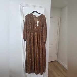 NWT Roolee Brown Floral Dress XXXL 3X